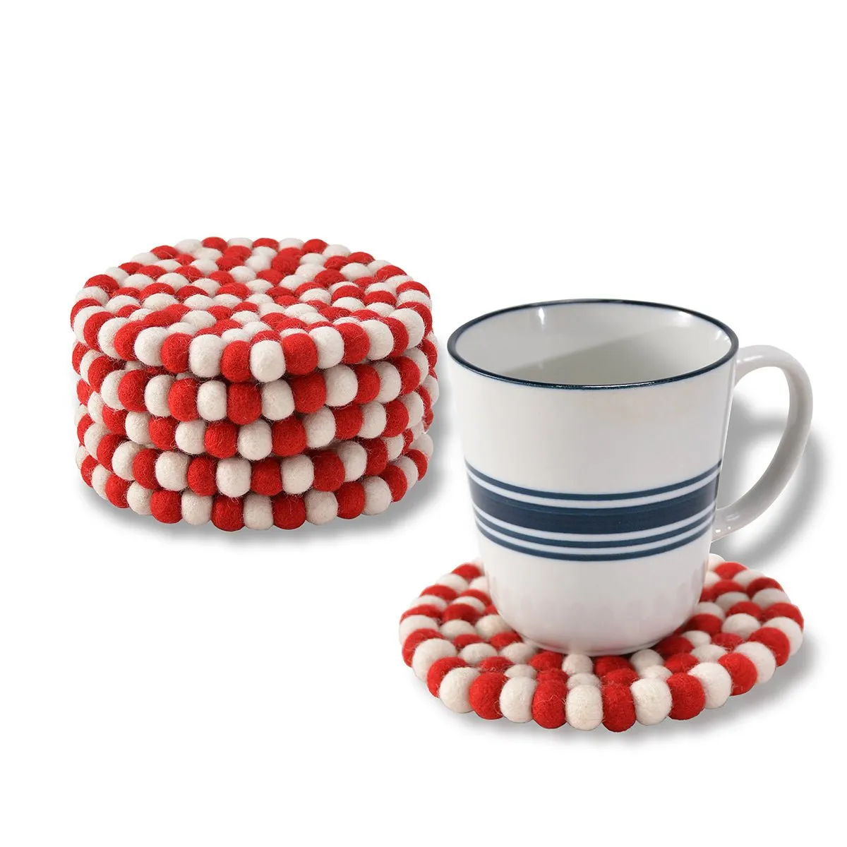 Red & White  Round Ball Mat- Multi Color