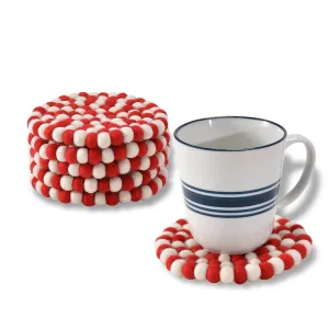Red & White  Round Ball Mat- Multi Color