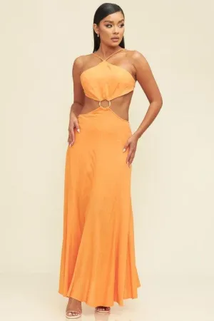 RING LINEN MAXI DRESS