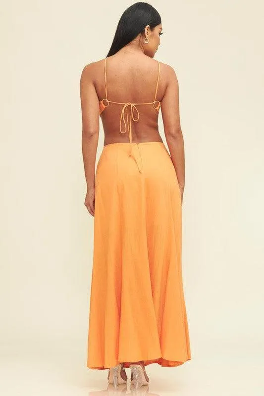 RING LINEN MAXI DRESS