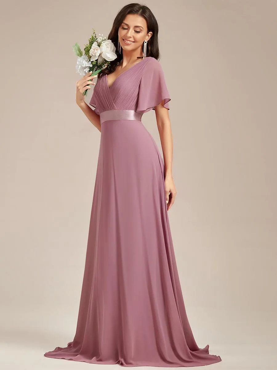 Robes de demoiselle d'honneur en mousseline taille haute élégantes et fluides
