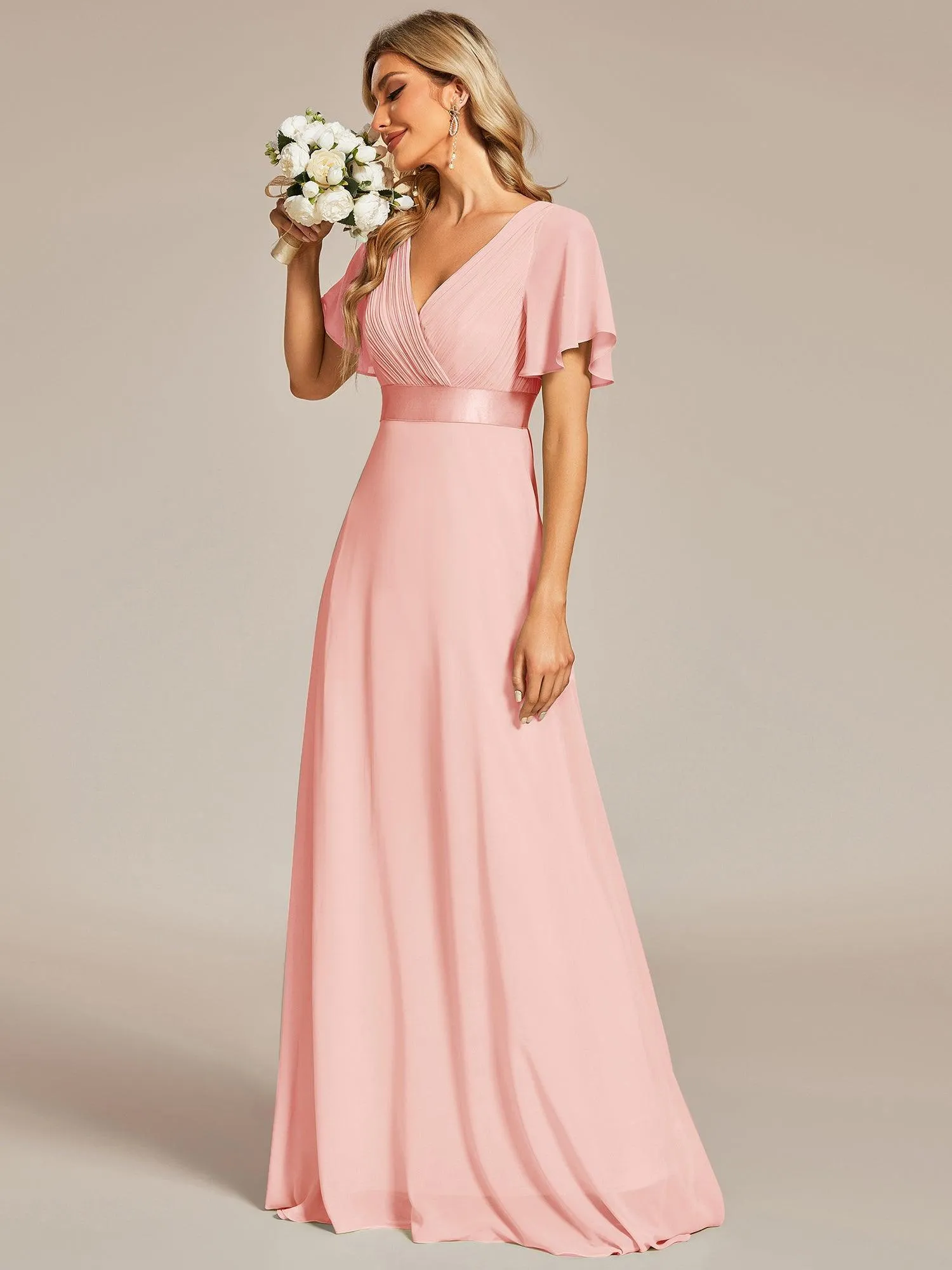 Robes de demoiselle d'honneur en mousseline taille haute élégantes et fluides