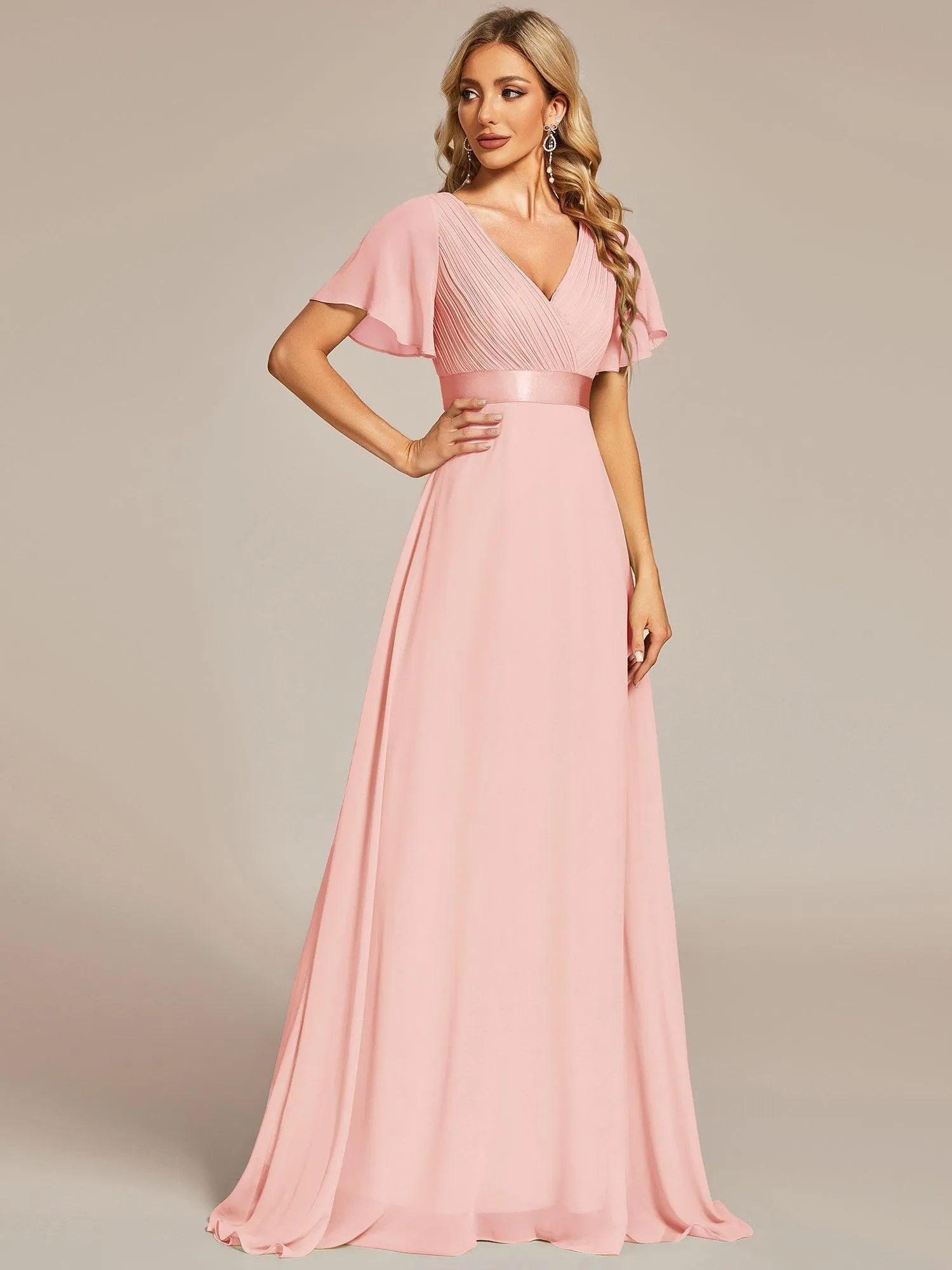 Robes de demoiselle d'honneur en mousseline taille haute élégantes et fluides