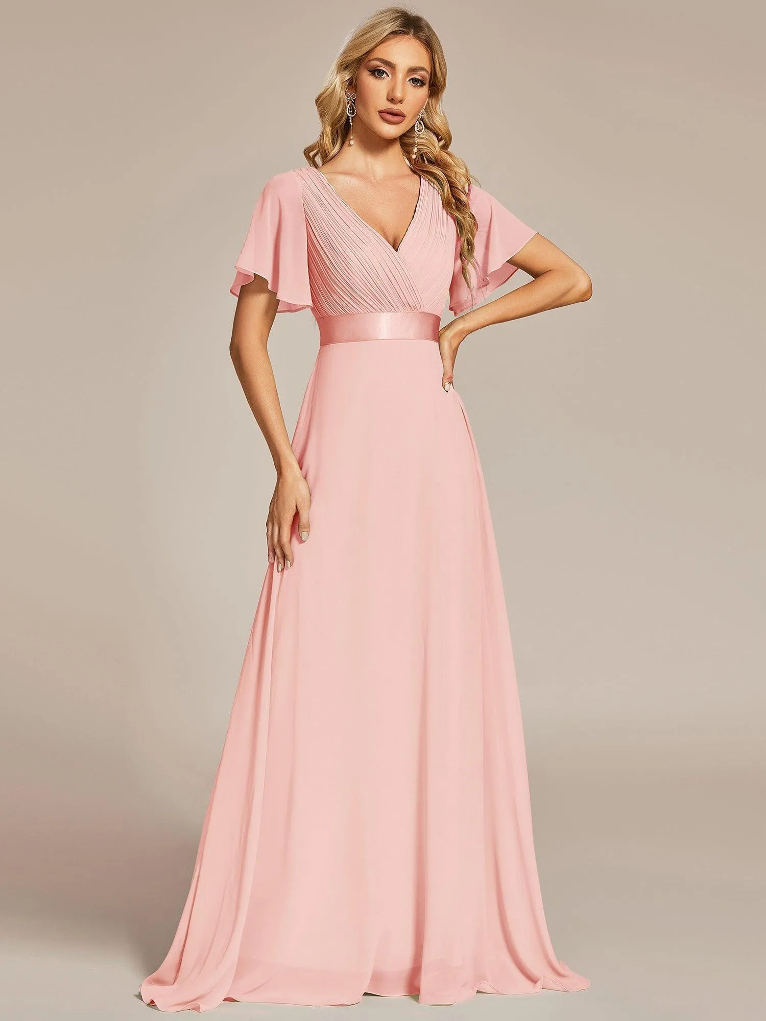 Robes de demoiselle d'honneur en mousseline taille haute élégantes et fluides