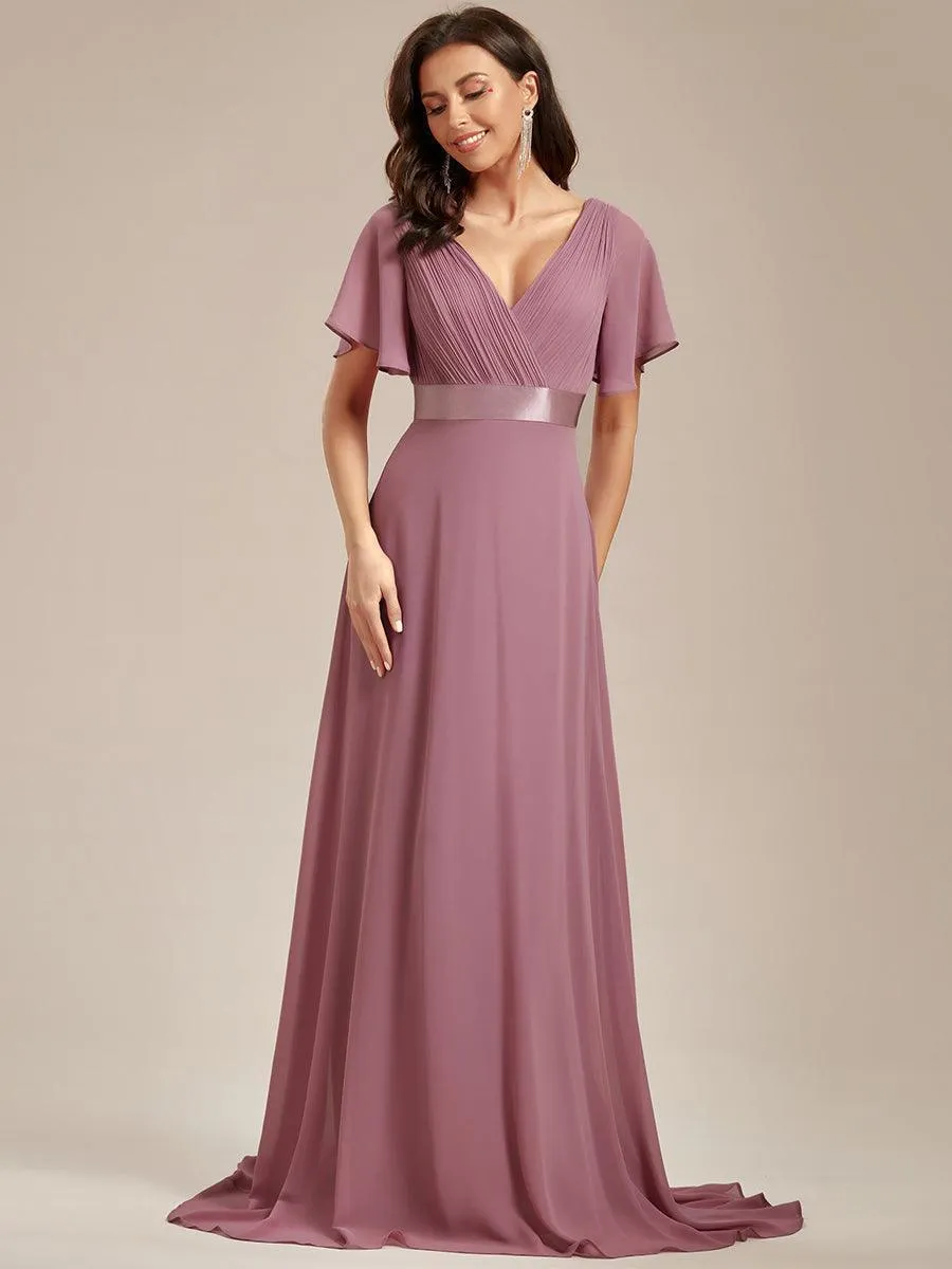 Robes de demoiselle d'honneur en mousseline taille haute élégantes et fluides