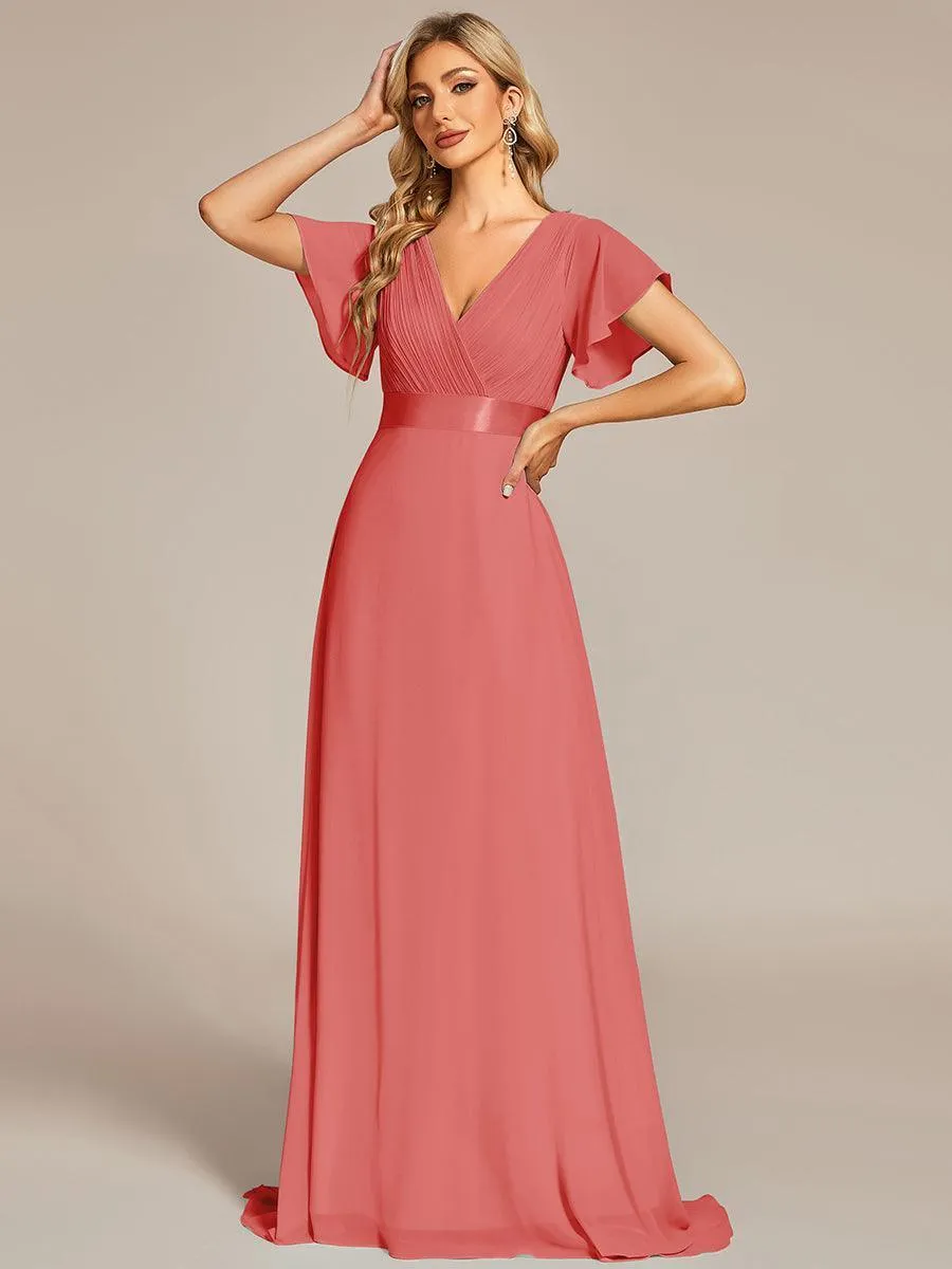 Robes de demoiselle d'honneur en mousseline taille haute élégantes et fluides