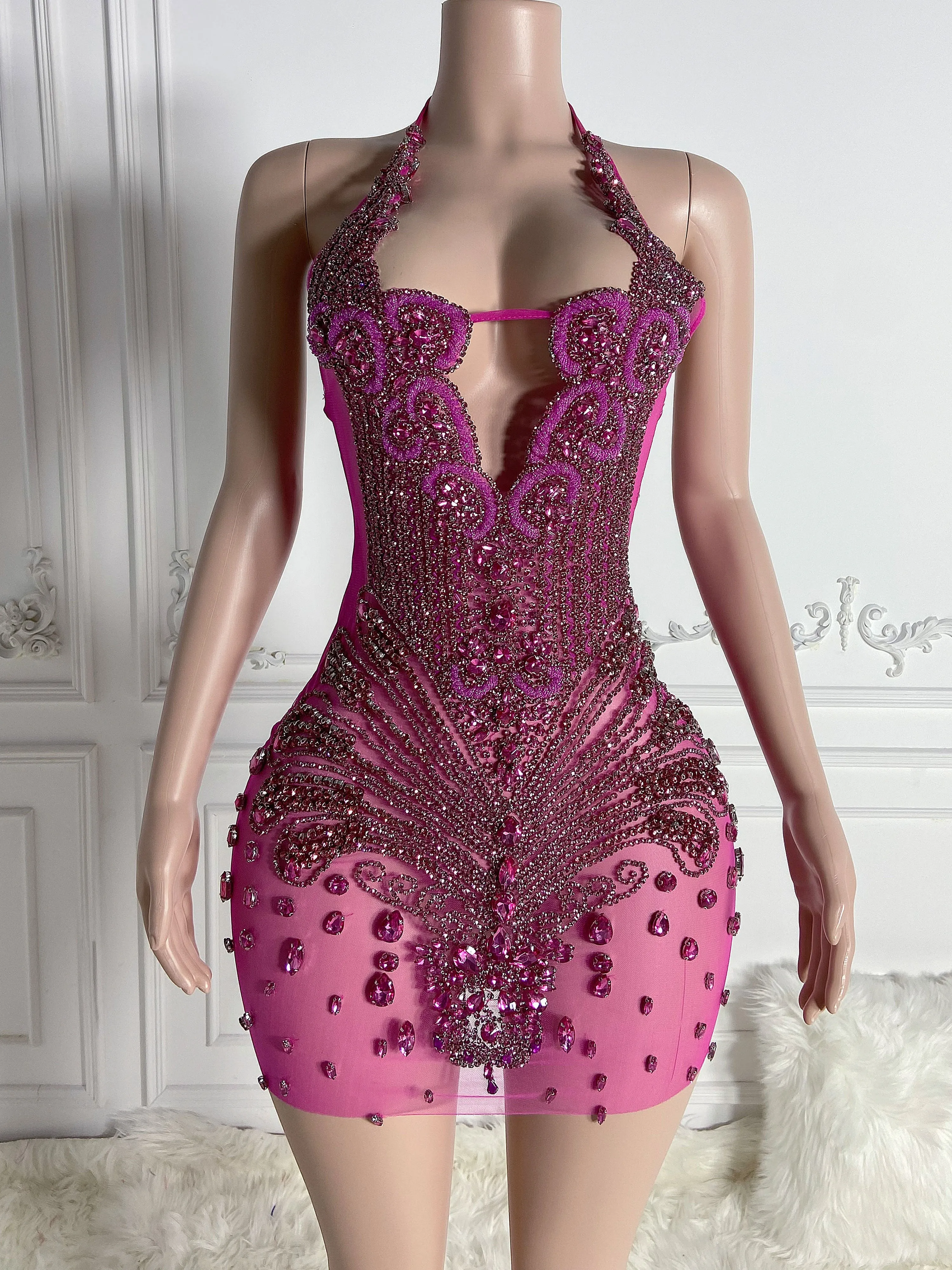 Rose-Red Alluring Backless Charm Dress