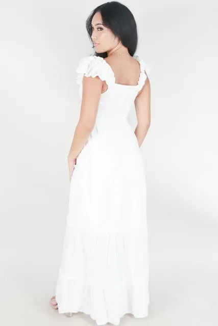 RUFFLE STRAP TIERED MAXI DRESS