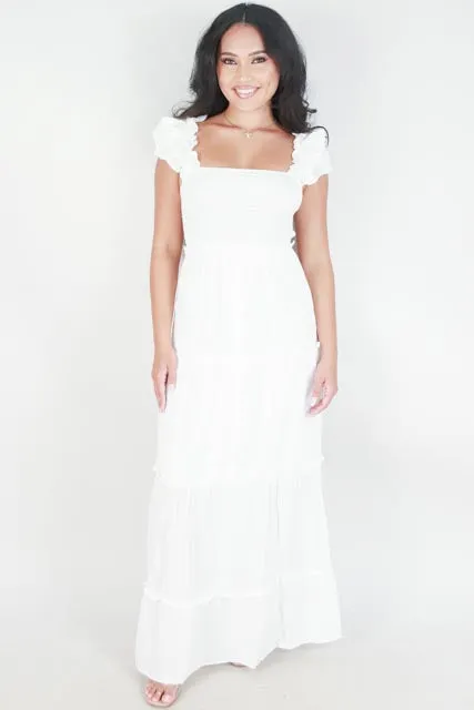 RUFFLE STRAP TIERED MAXI DRESS
