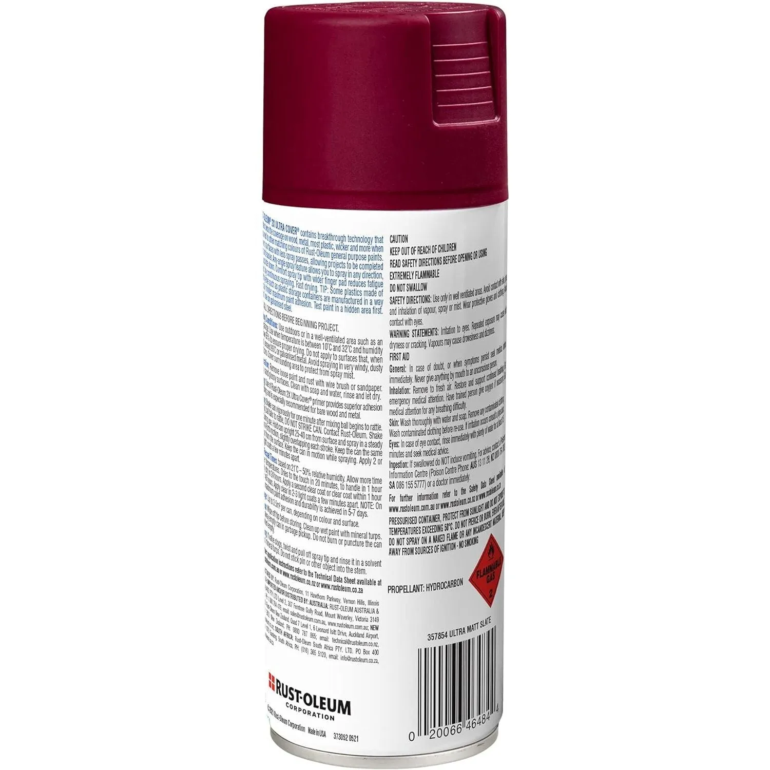 Rust Oleum 2X Ultra Cover Matt Spray, Red Currant, 340 g,  357853 (6 cans)