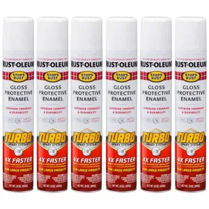 Rust-Oleum Gloss Protective Enamel with Turbo Spray System - Gloss White - 6 Cans