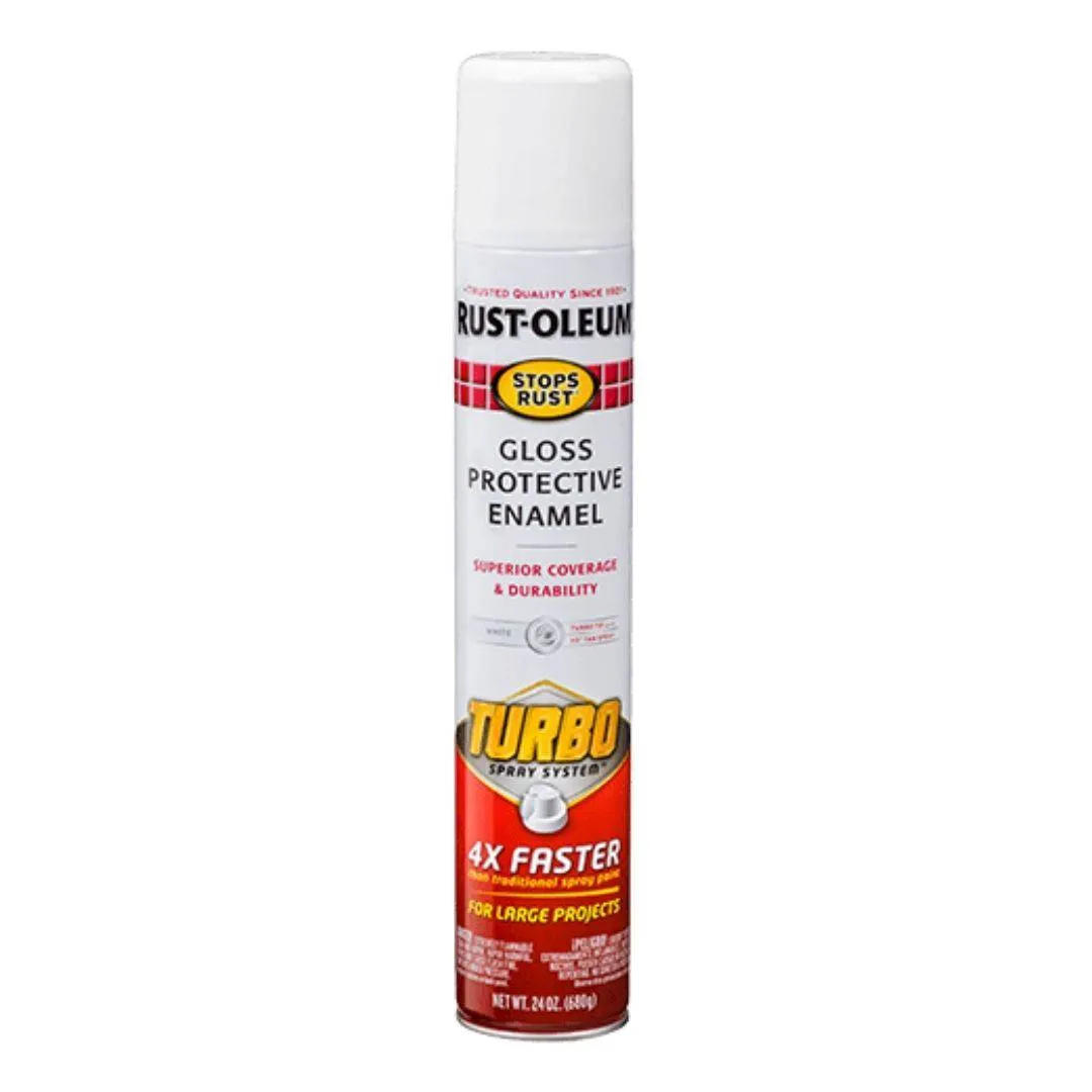 Rust-Oleum Gloss Protective Enamel with Turbo Spray System - Gloss White - 6 Cans