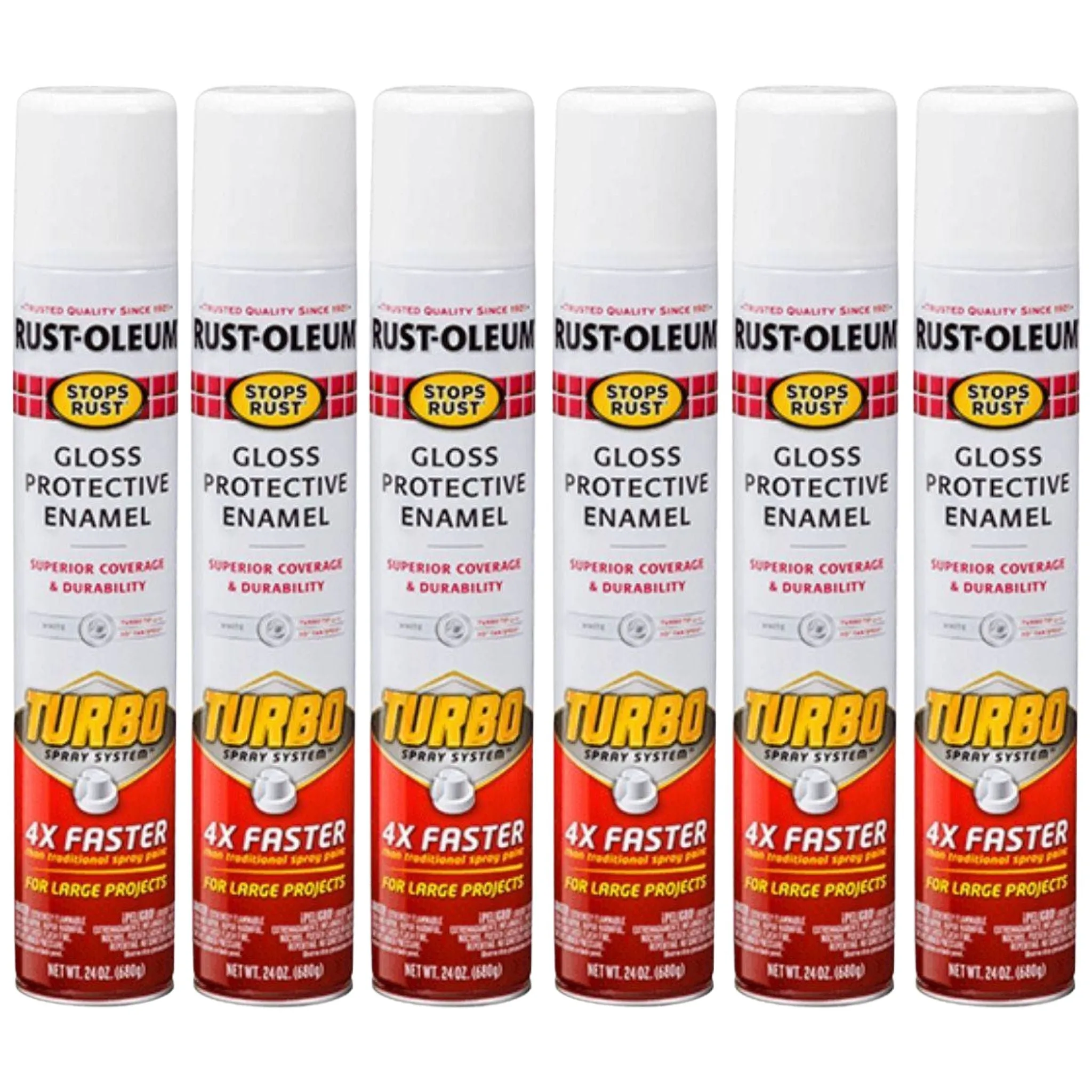 Rust-Oleum Gloss Protective Enamel with Turbo Spray System - Gloss White - 6 Cans