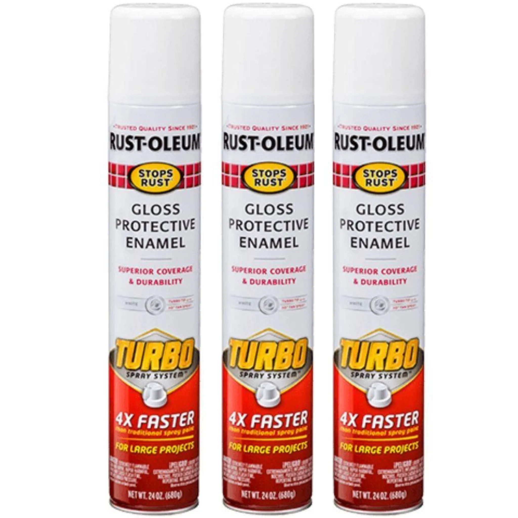 Rust-Oleum Gloss Protective Enamel with Turbo Spray System - Gloss White - 6 Cans