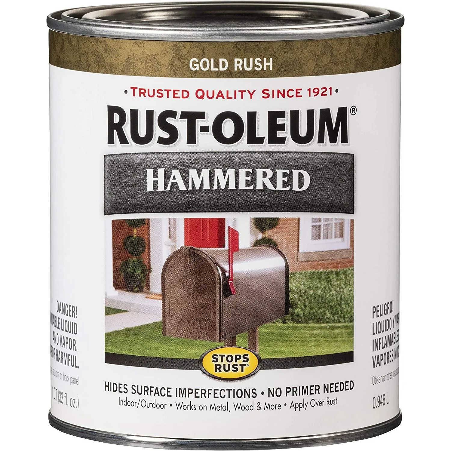 Rustoleum STOPS RUST AND RUST PREVENTION Hammered Brush-On Paint - 946ml | HAMMERED GOLD RUSH