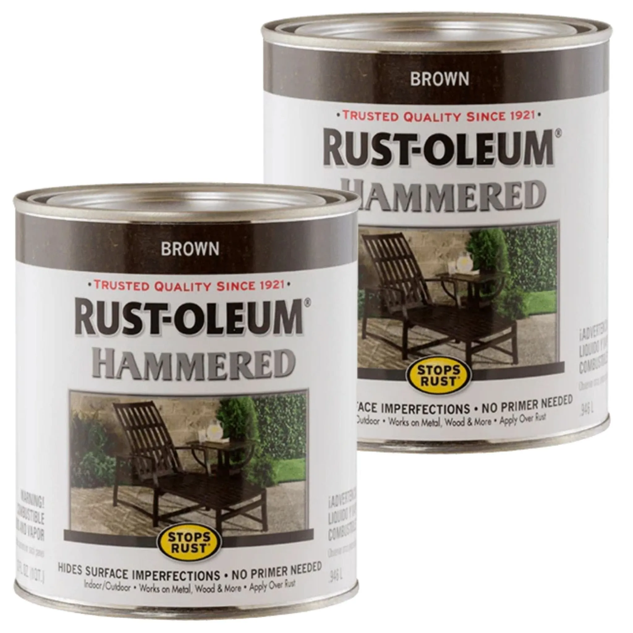 Rustoleum Stops Rust Hammered Paint - 946ml (2 TINS) - Brown