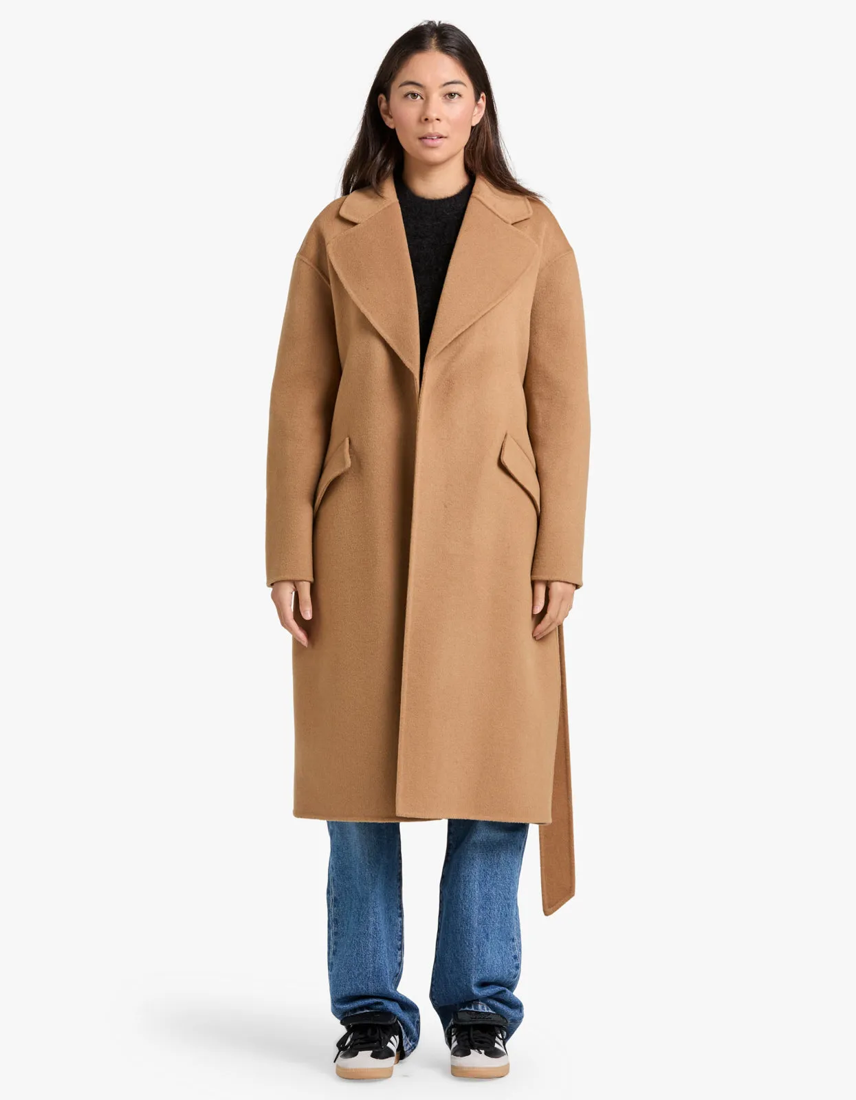 Sadie Single Breasted Wool Coat - Camel