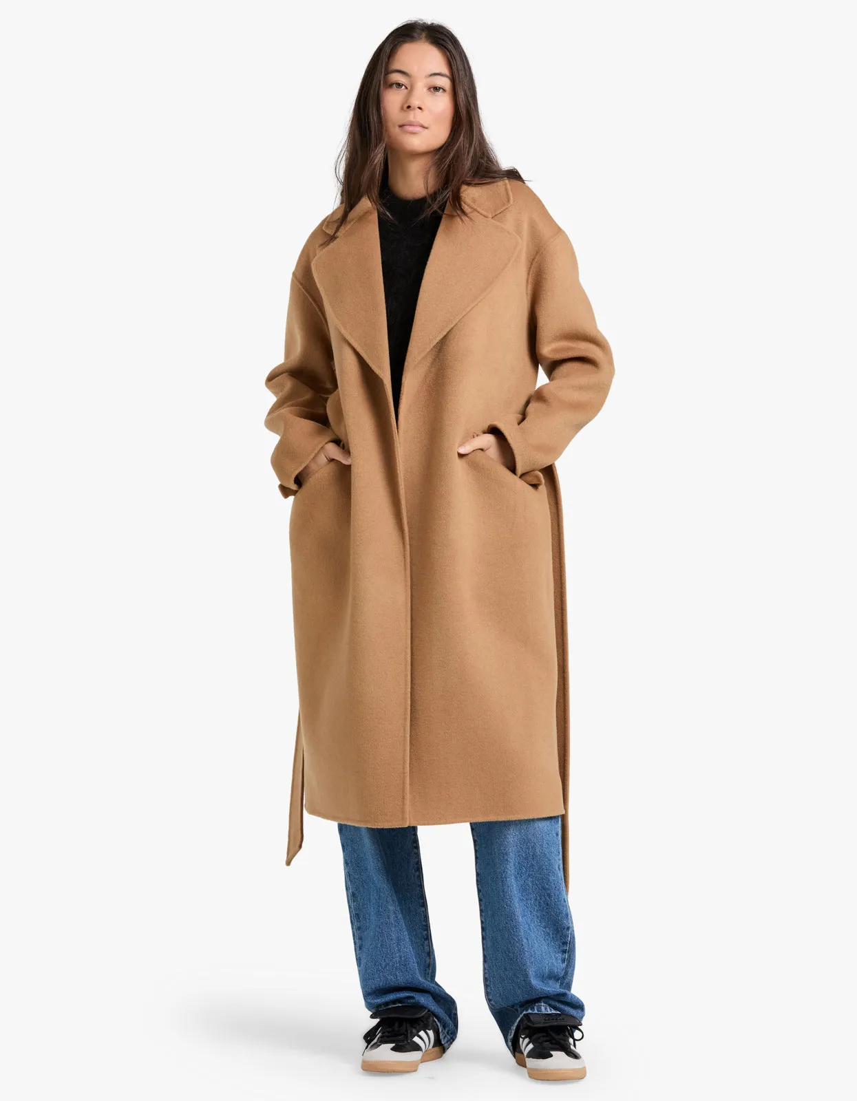 Sadie Single Breasted Wool Coat - Camel