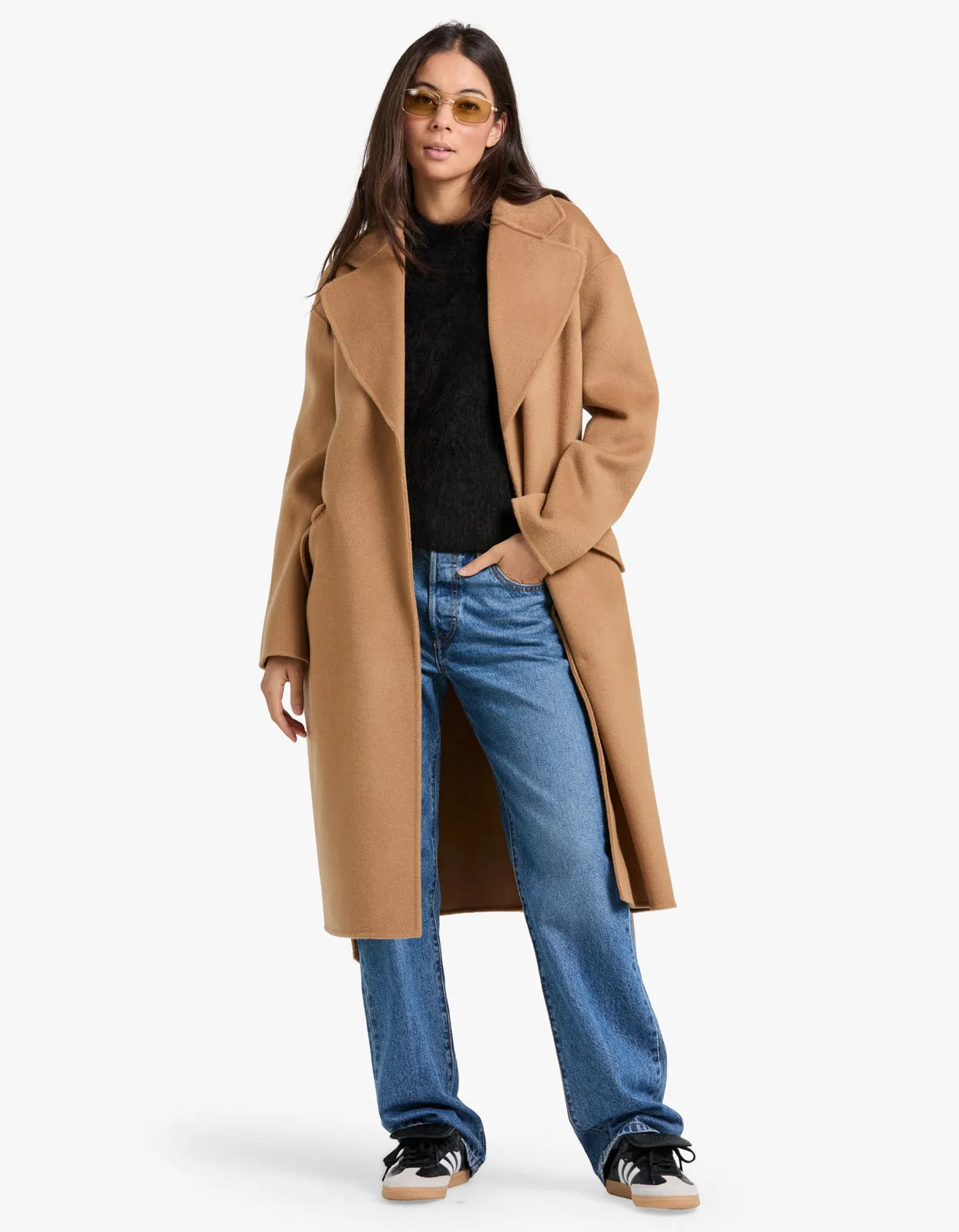 Sadie Single Breasted Wool Coat - Camel
