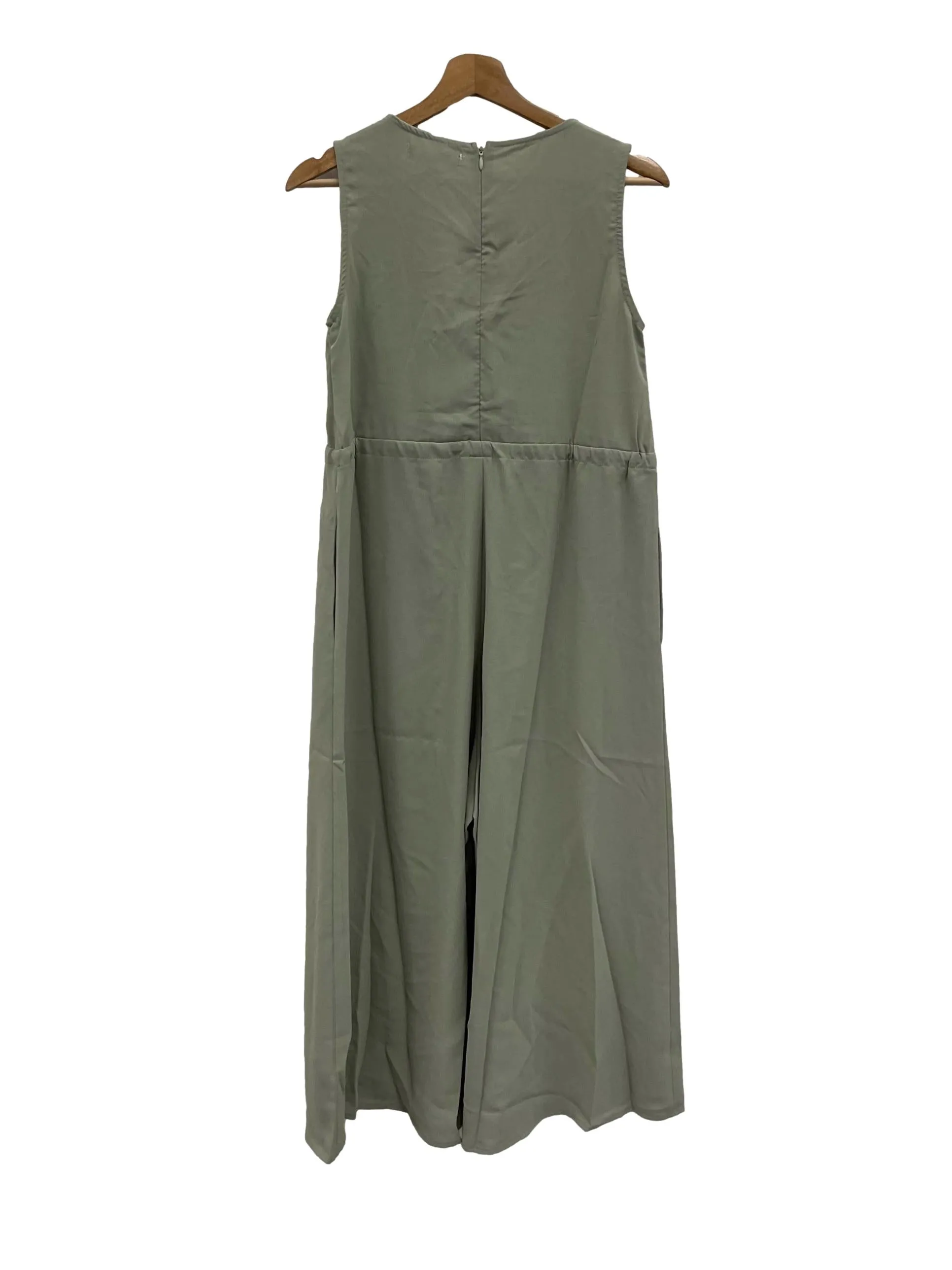 Sage Green Roundneck Sleeveless Jumpsuit