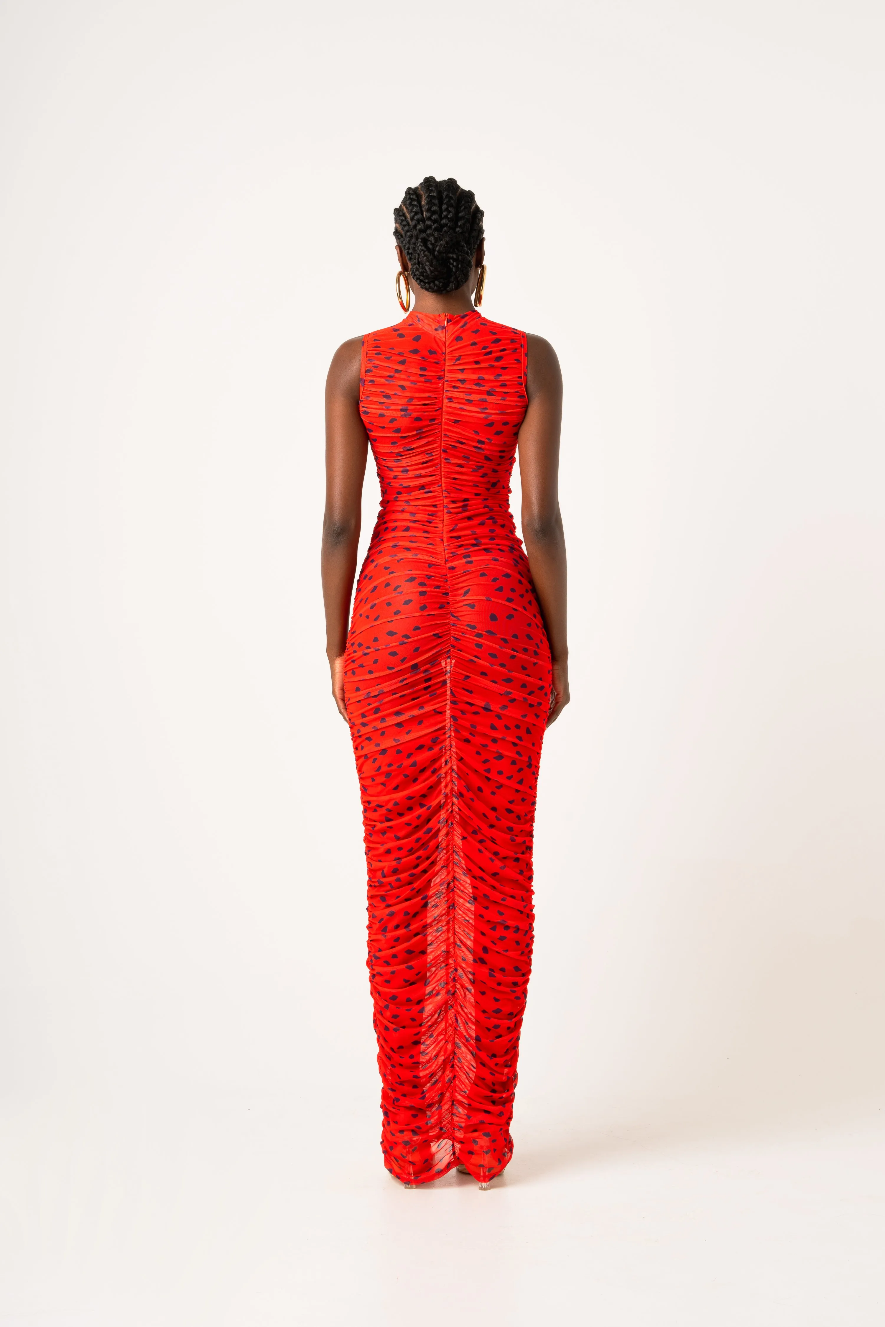 SAMIAH RUCHED MAXI MESH DRESS