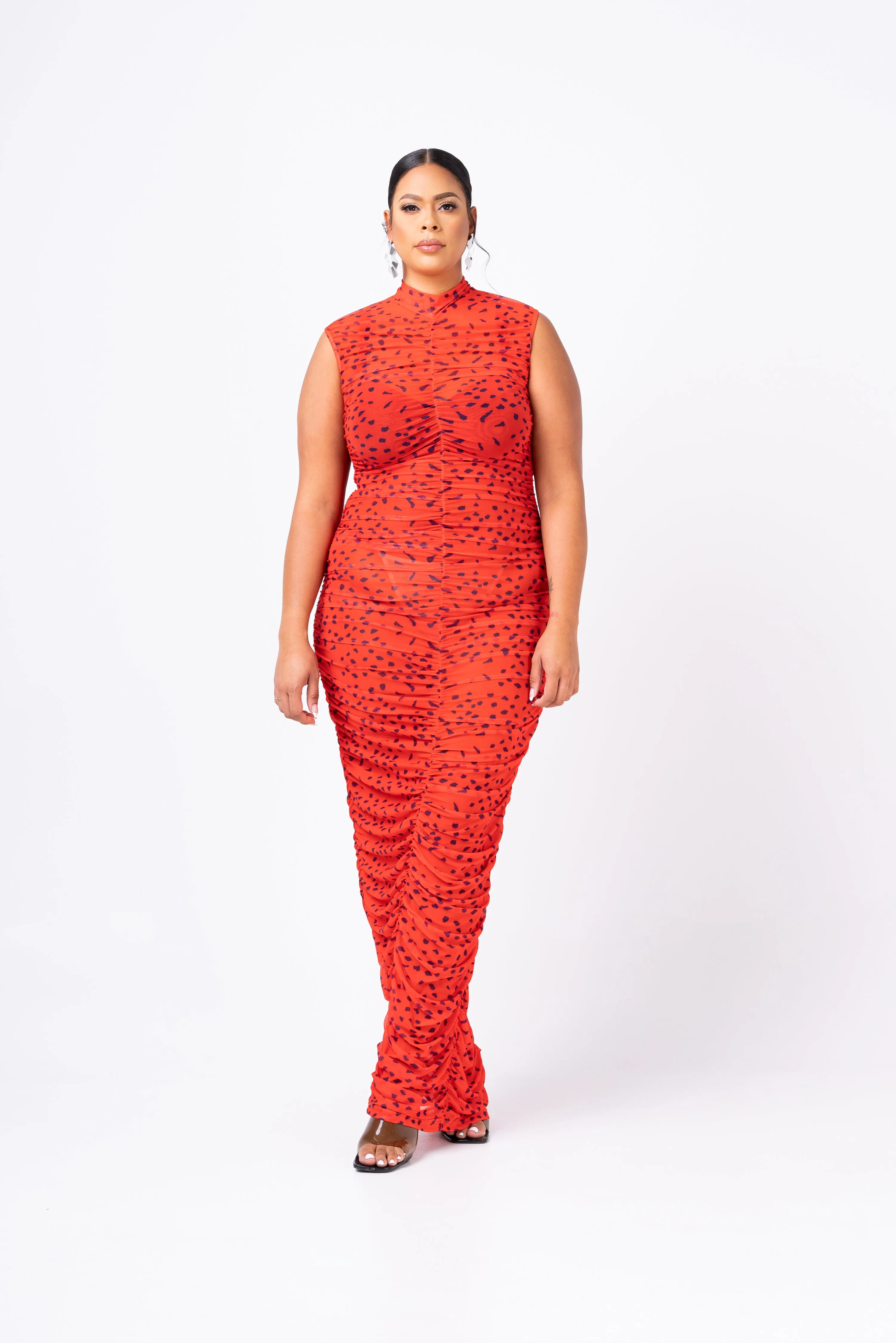 SAMIAH RUCHED MAXI MESH DRESS