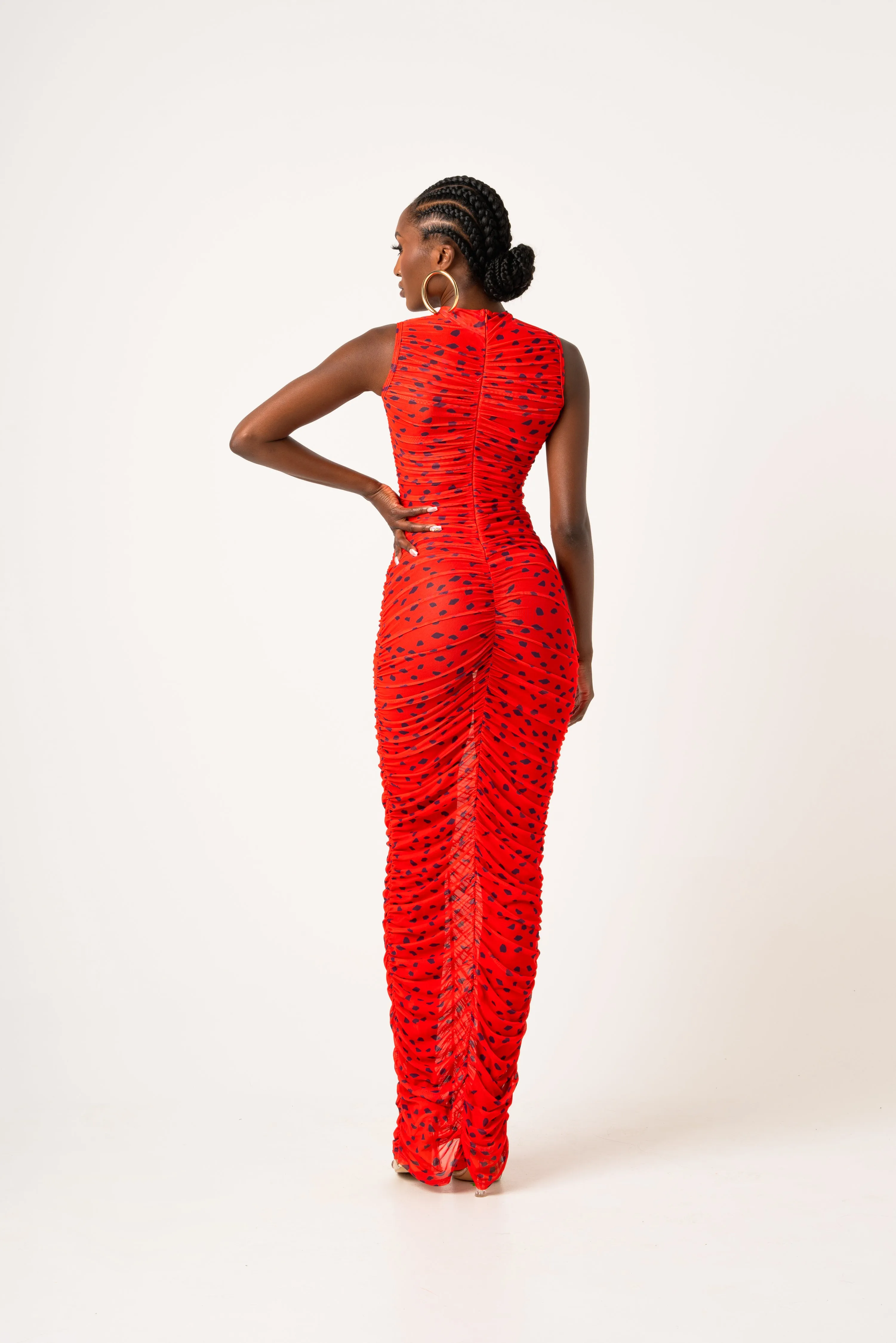 SAMIAH RUCHED MAXI MESH DRESS