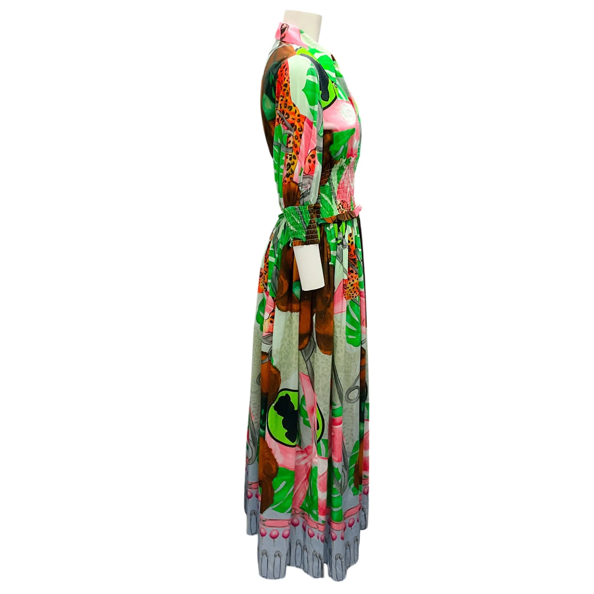 Sass & Bide Green Multi Paperclip Print Cotton Maxi Dress
