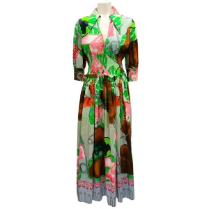 Sass & Bide Green Multi Paperclip Print Cotton Maxi Dress