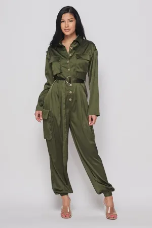 Satin Cargo Jumpsuit HOEA62010
