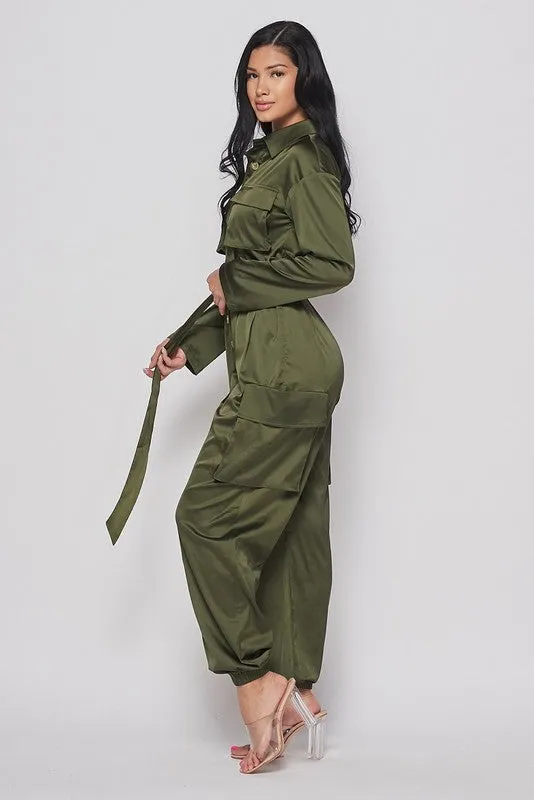 Satin Cargo Jumpsuit HOEA62010