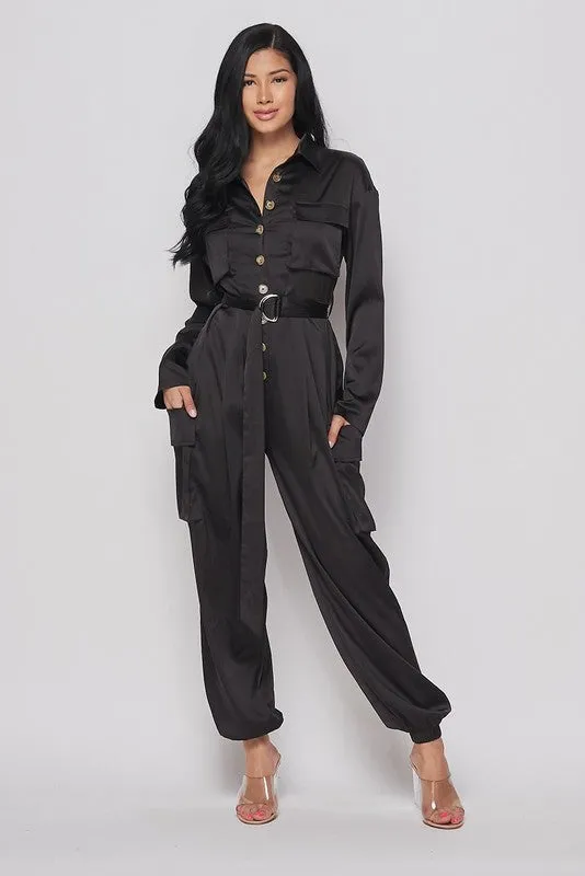 Satin Cargo Jumpsuit HOEA62010