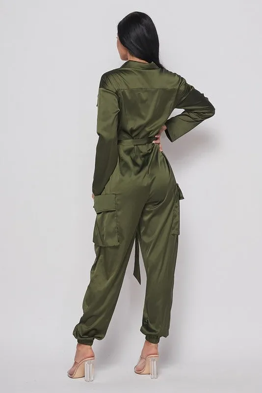 Satin Cargo Jumpsuit HOEA62010