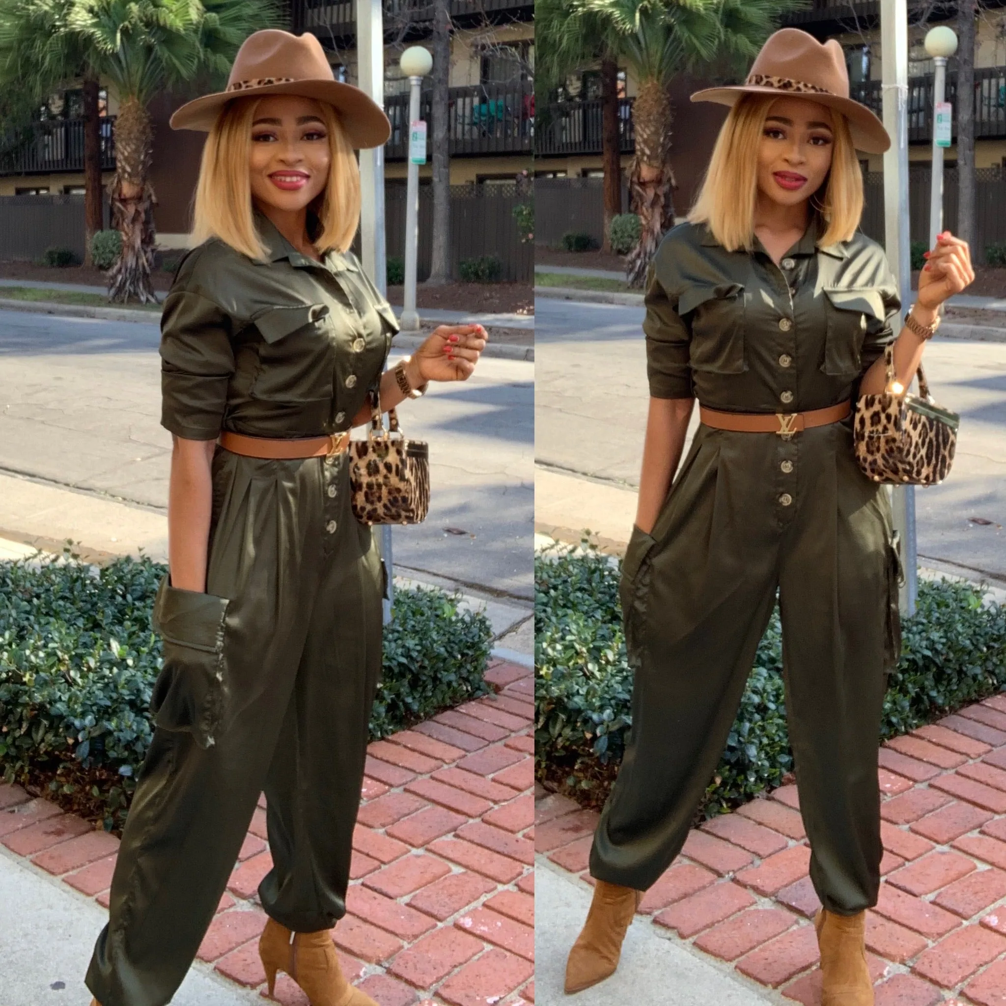 Satin Cargo Jumpsuit HOEA62010