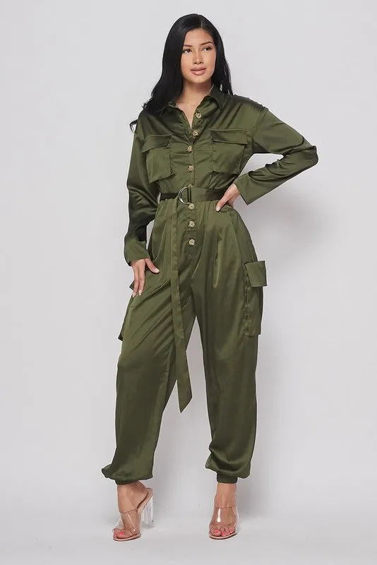 Satin Cargo Jumpsuit HOEA62010