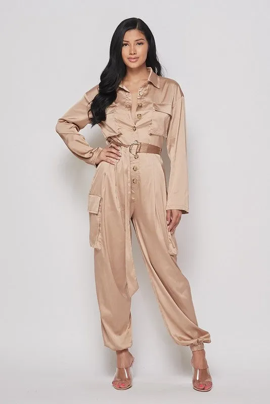 Satin Cargo Jumpsuit HOEA62010