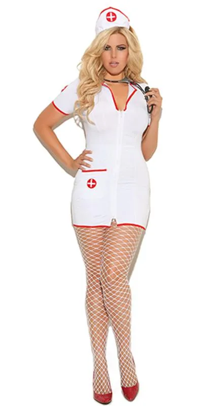 Sexy Plus Size Head Nurse Mini Dress Costume