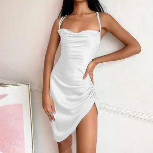 Sexy Simple Style Backless Mini Dress