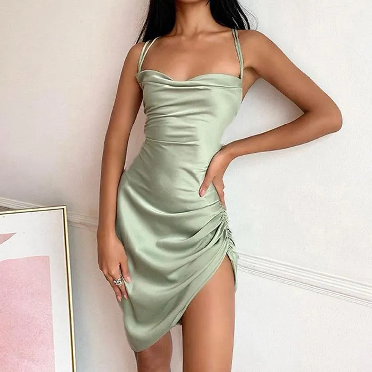 Sexy Simple Style Backless Mini Dress