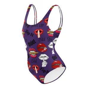 Shhhut Up One-Piece Swimsuit - Purple