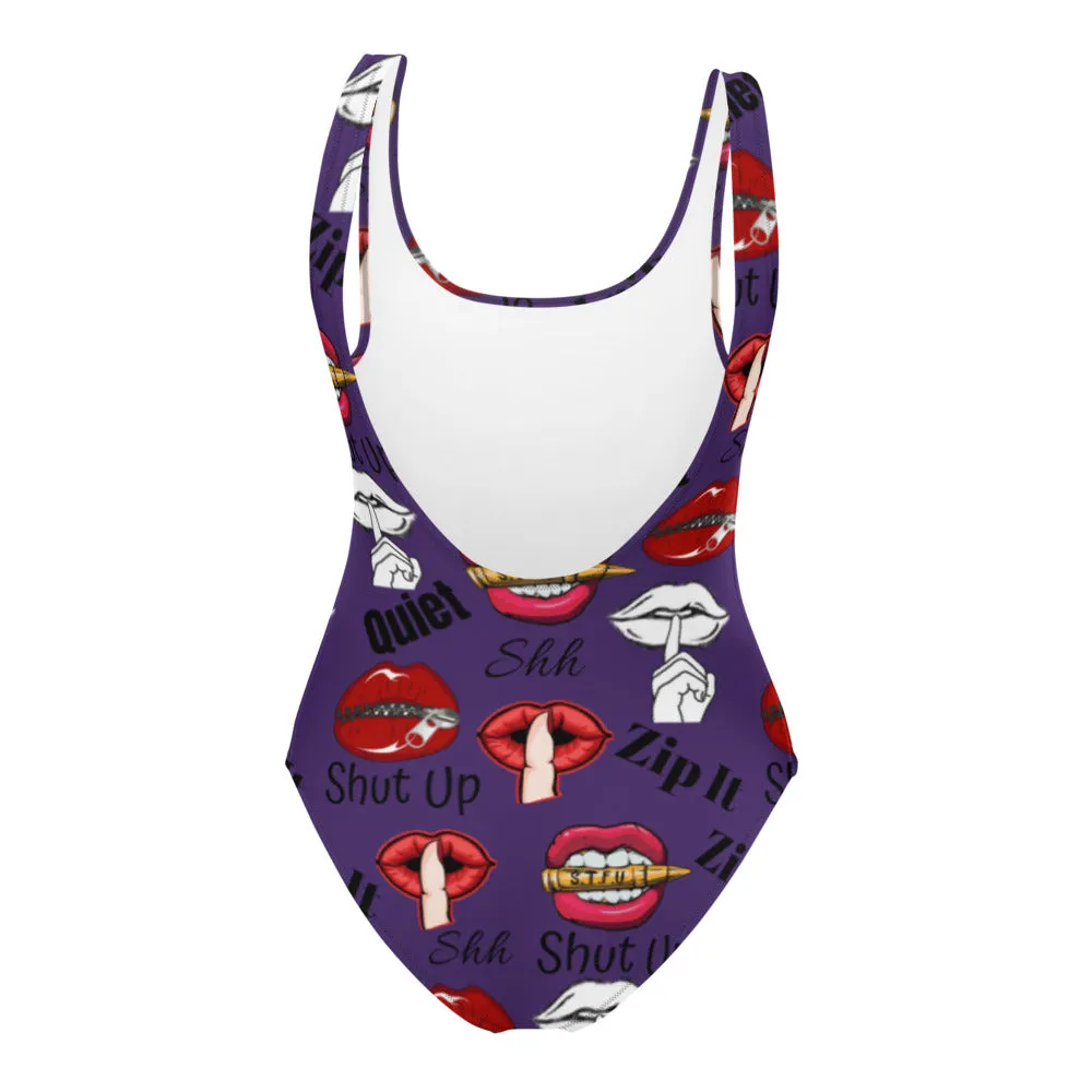 Shhhut Up One-Piece Swimsuit - Purple