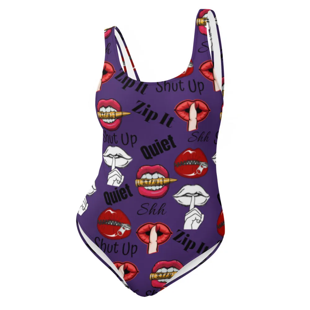 Shhhut Up One-Piece Swimsuit - Purple