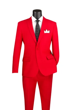 Slim Fit 2 Piece 2 Button Business Suit Red S-2PP
