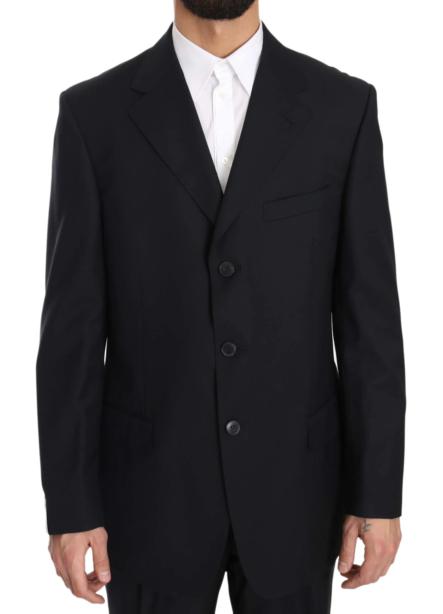 Solid Blue Two Piece 3 Button Suit