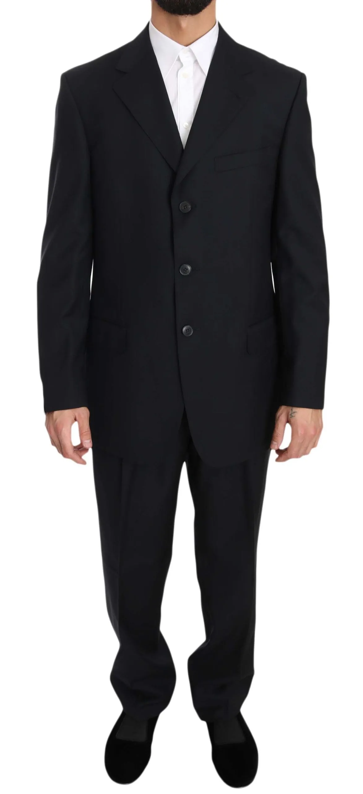 Solid Blue Two Piece 3 Button Suit
