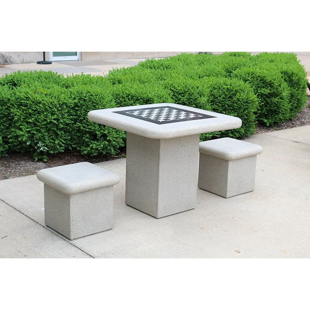 Square Pedestal Chess Table Set with Two Stools (T7102)