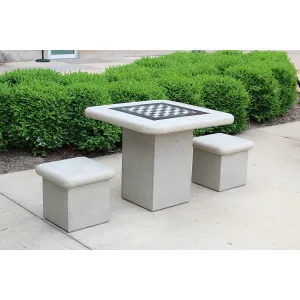 Square Pedestal Chess Table Set with Two Stools (T7102)