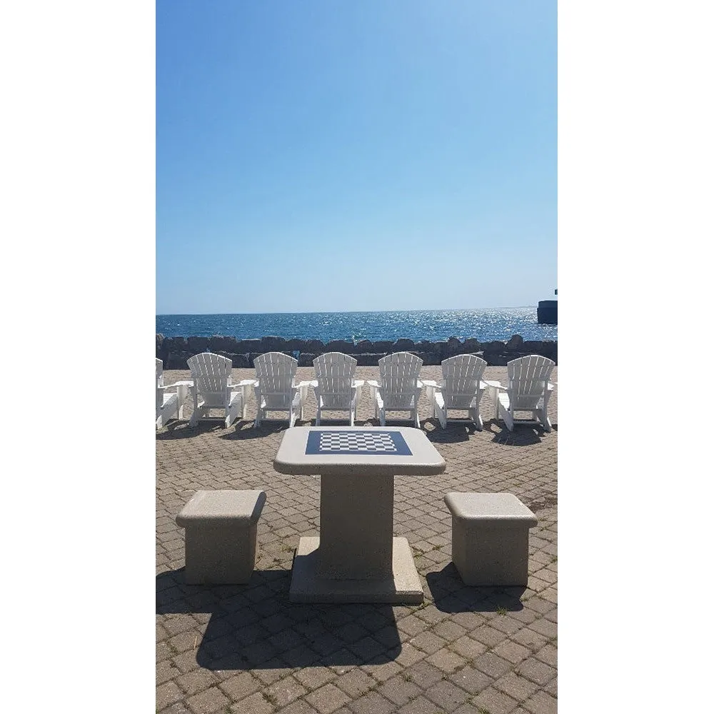Square Pedestal Chess Table Set with Two Stools (T7102)
