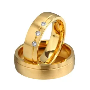 Stainless Steel Gold Plated His And Hers Ring Band