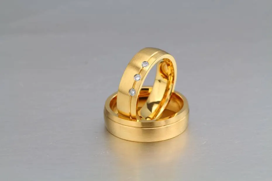 Stainless Steel Gold Plated His And Hers Ring Band